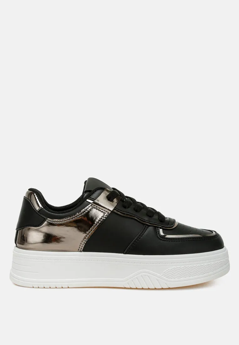Metallic Paneling Platform Sneakers By MODE
