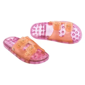 Mini Melissa Wide II Slide Sandals Big Kid 3 Pink Orange New without Box
