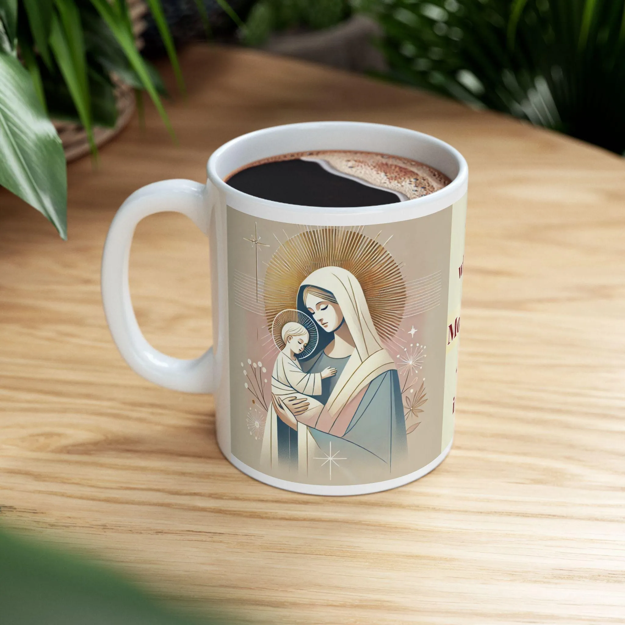 Modern St. Theotokos Icon Mug - Orthodox Christian Ceramic Mug
