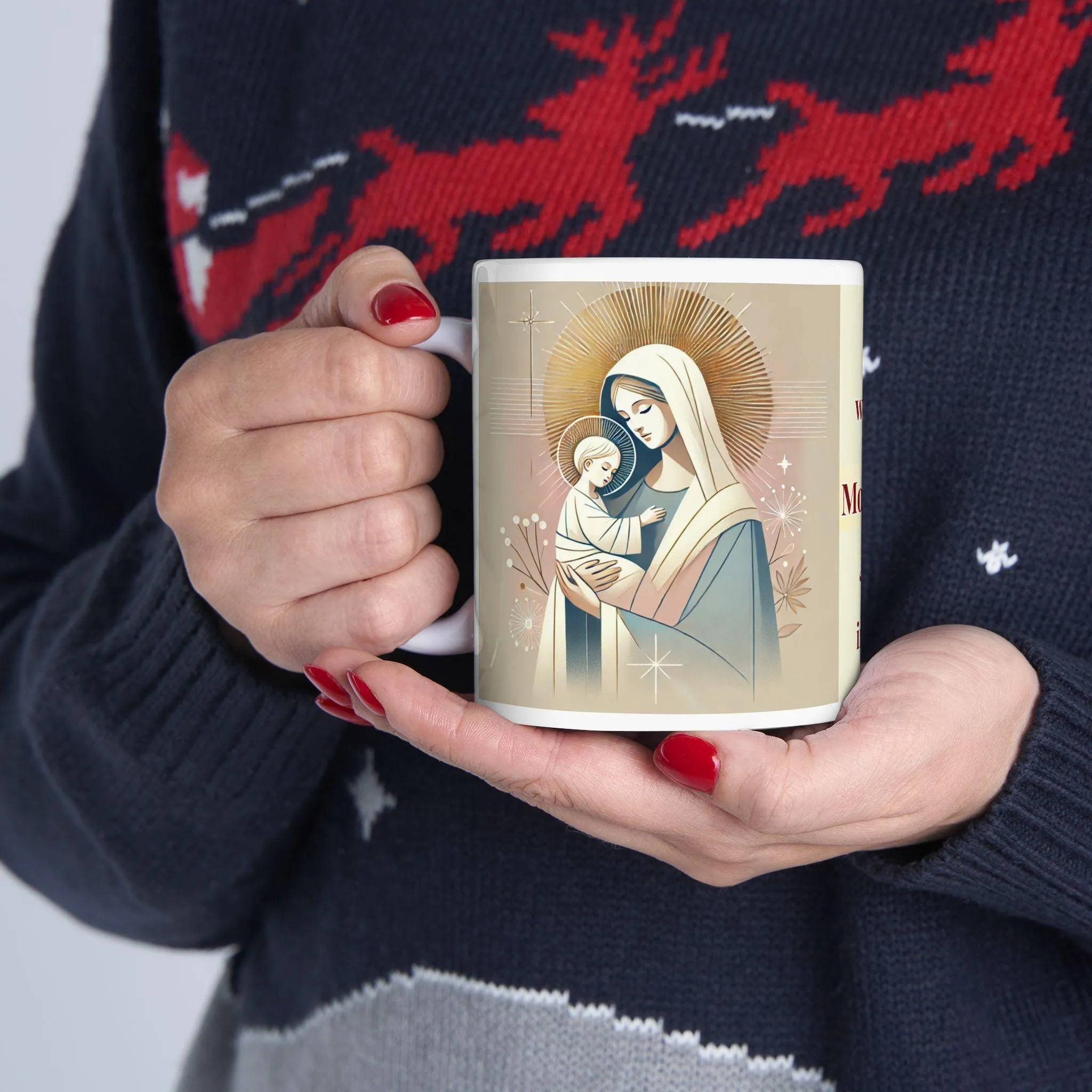 Modern St. Theotokos Icon Mug - Orthodox Christian Ceramic Mug