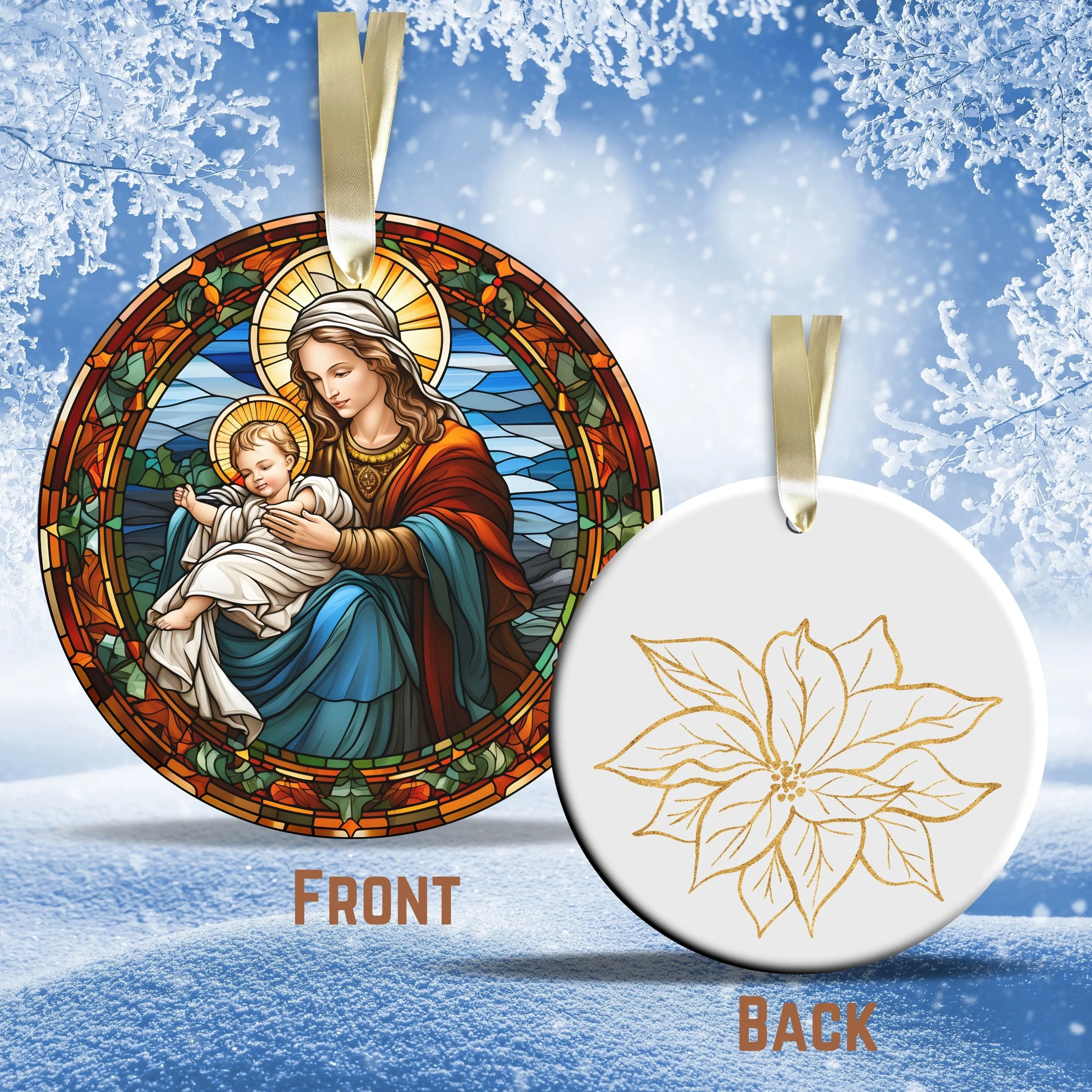 Mother Mary and Baby Jesus Ceramic Ornament 53-73
