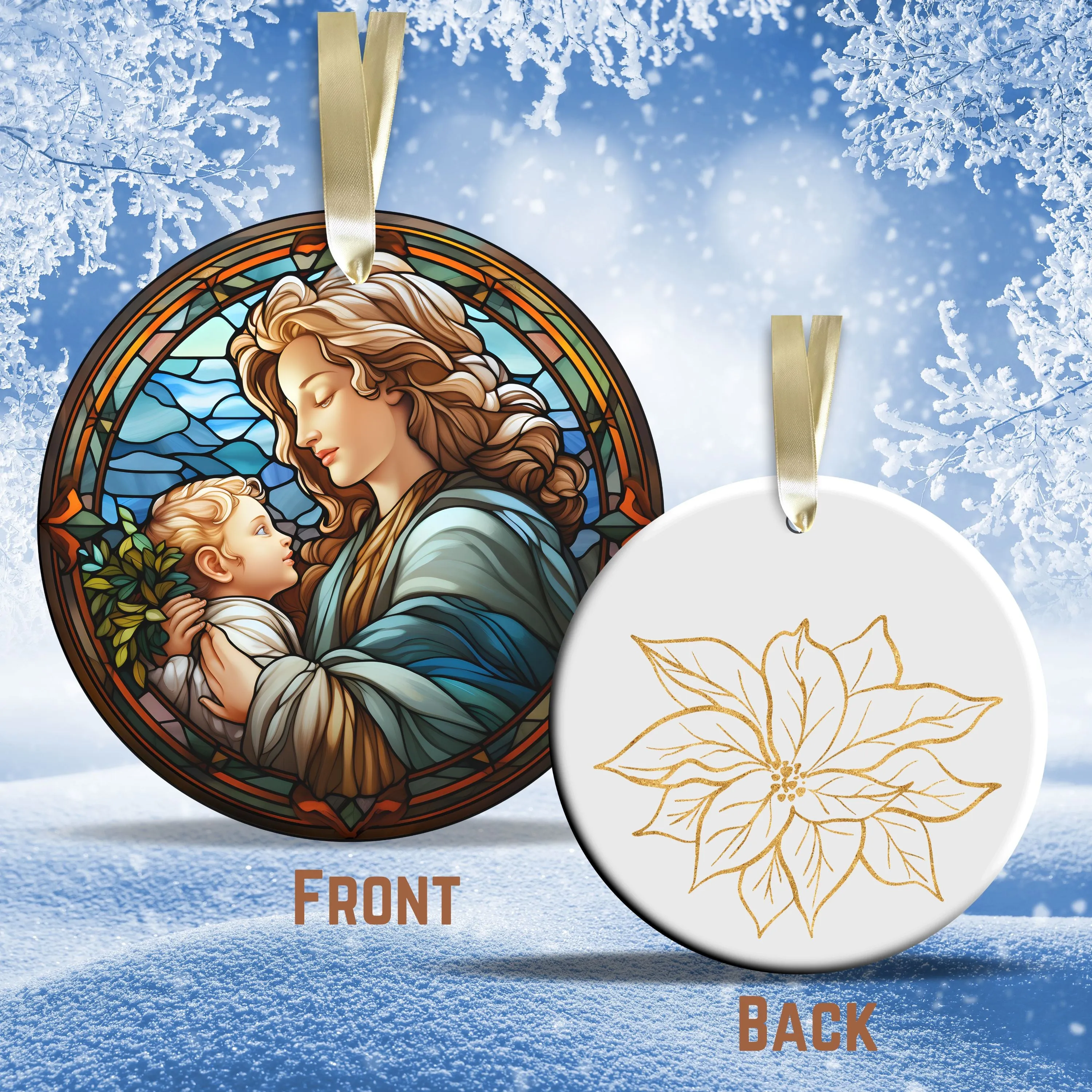 Mother Mary and Baby Jesus Ceramic Ornament 53-75