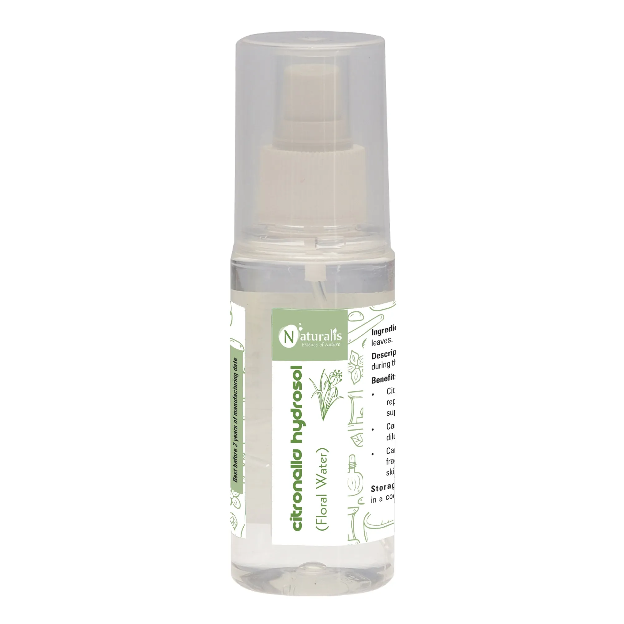 Naturalis Hydrosol- Rose, Geranium, Jasmin, Lavender, Tea Tree, Citronella, Eucalyptus, Basil, Orange,  Lemon, Peppermint and Sandal