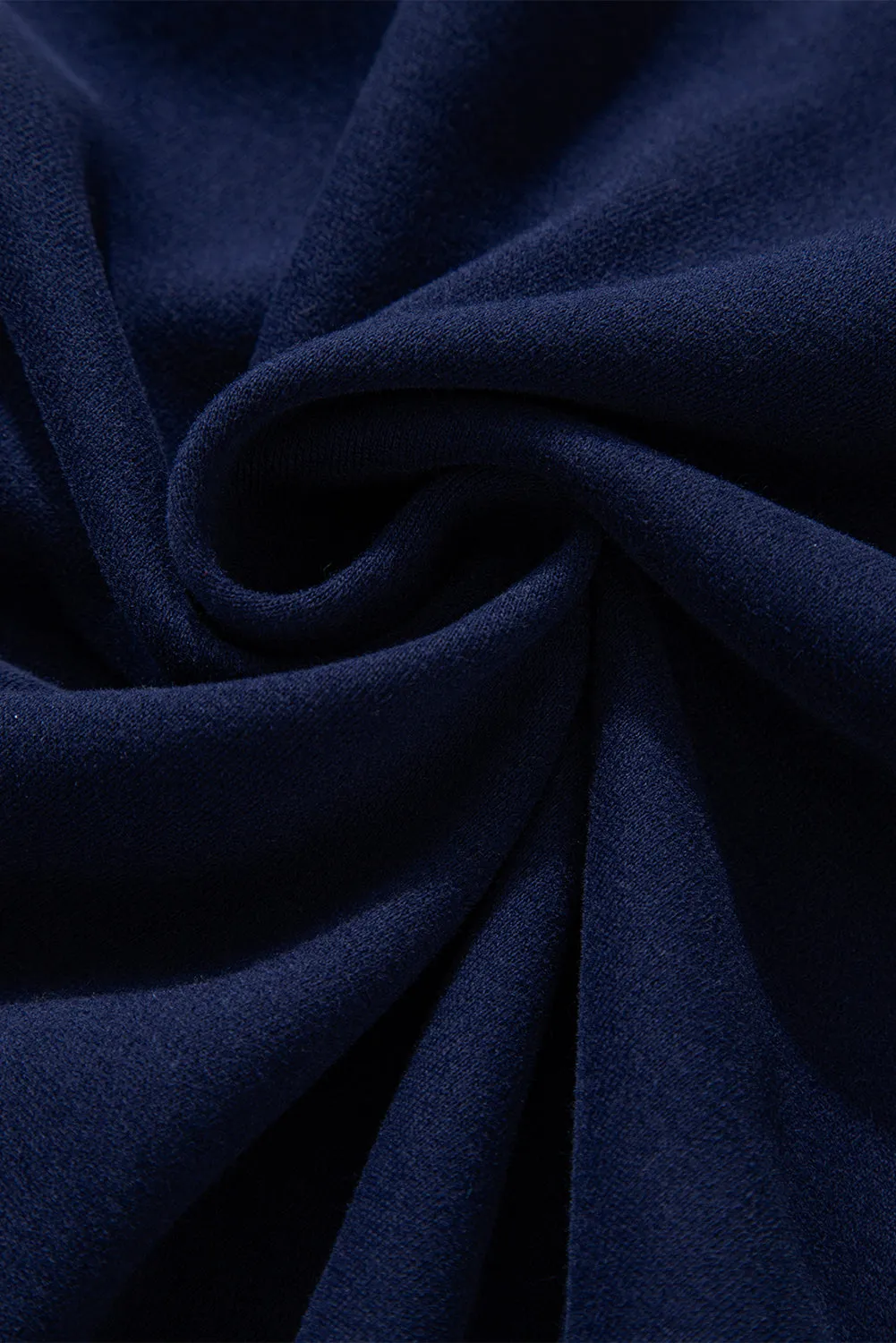 Navy Blue Solid Color Fleece Lined Zip up Hoodie