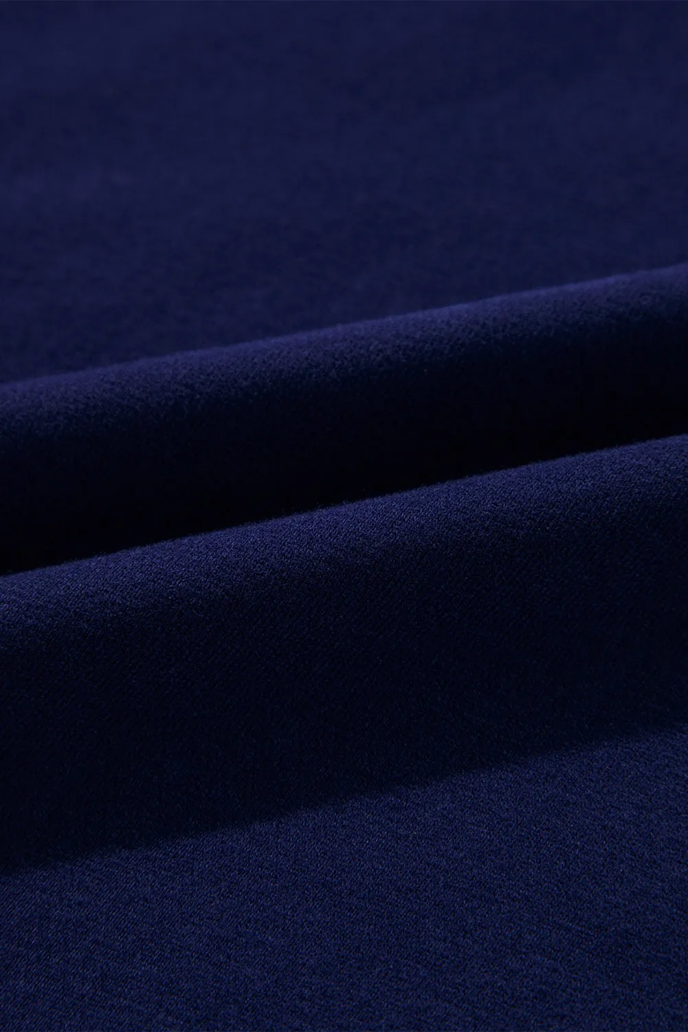 Navy Blue Solid Color Fleece Lined Zip up Hoodie