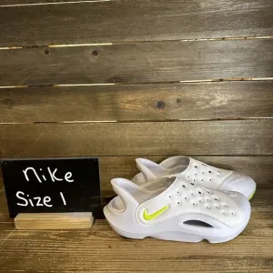 New $55 Big Kids Nike‎ Aqua Swoosh Water/Land White Shoes Sandals Size 1 Y