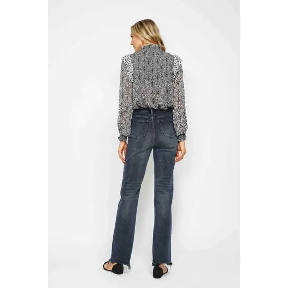 NEW JUDY BLUE high waist button fly straight denim jeans in blue