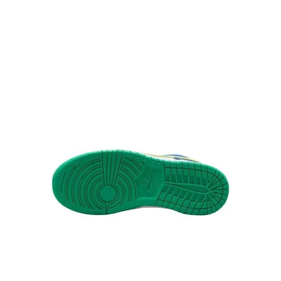 NEW NIKE kid's dunk low sneaker in white/light lemon twist/stadium green