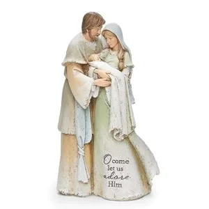 O Come Let us adore Him Holy Family Statue 9"