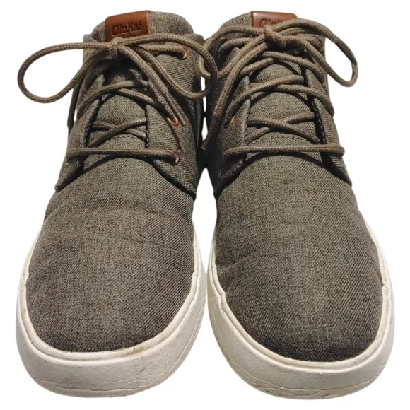 Olukai Nānā Hele Wai‘apo Water-Resistant Gray High Top Sneakers Men's Size 8