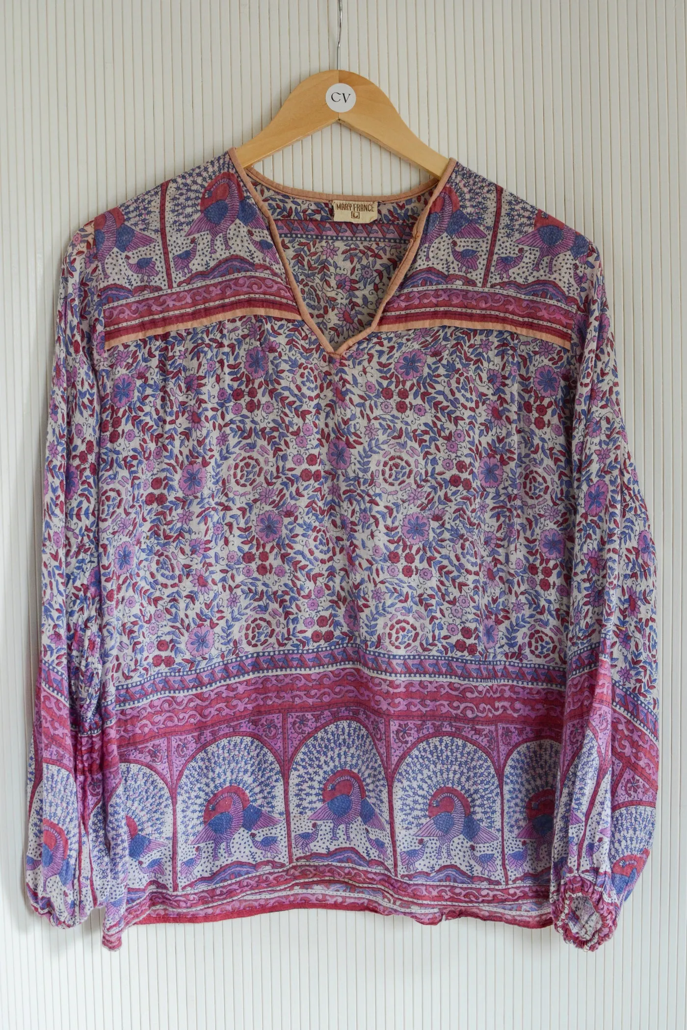 Peacock Indian Gauzy Cotton Top