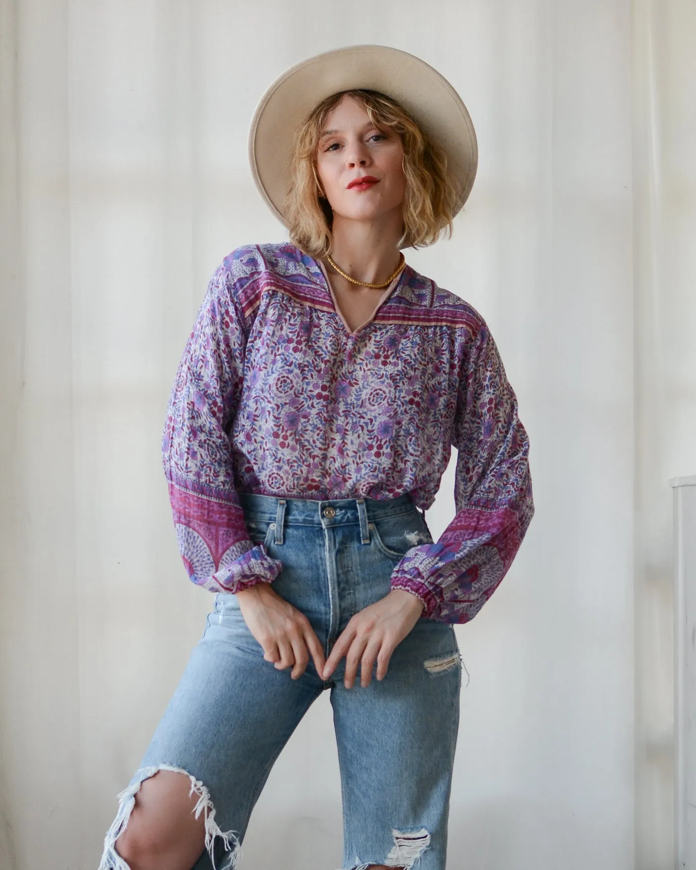 Peacock Indian Gauzy Cotton Top