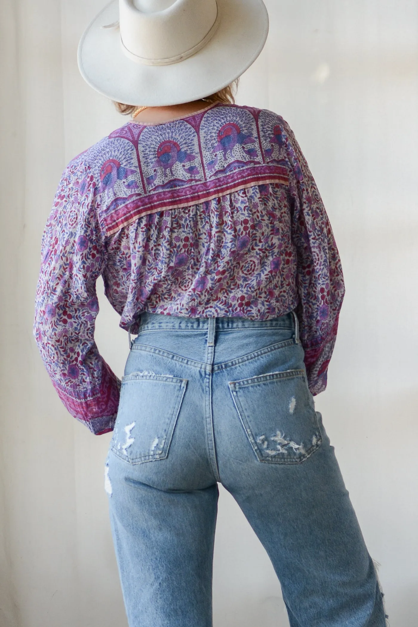 Peacock Indian Gauzy Cotton Top