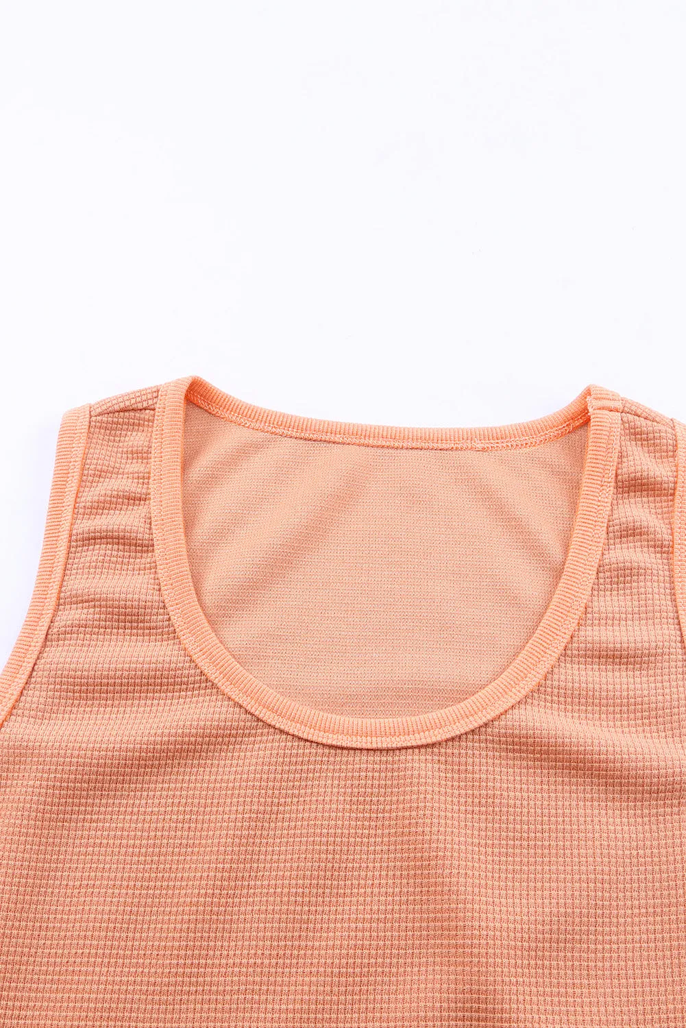 Plain Waffle Knit U Neck Tank Top