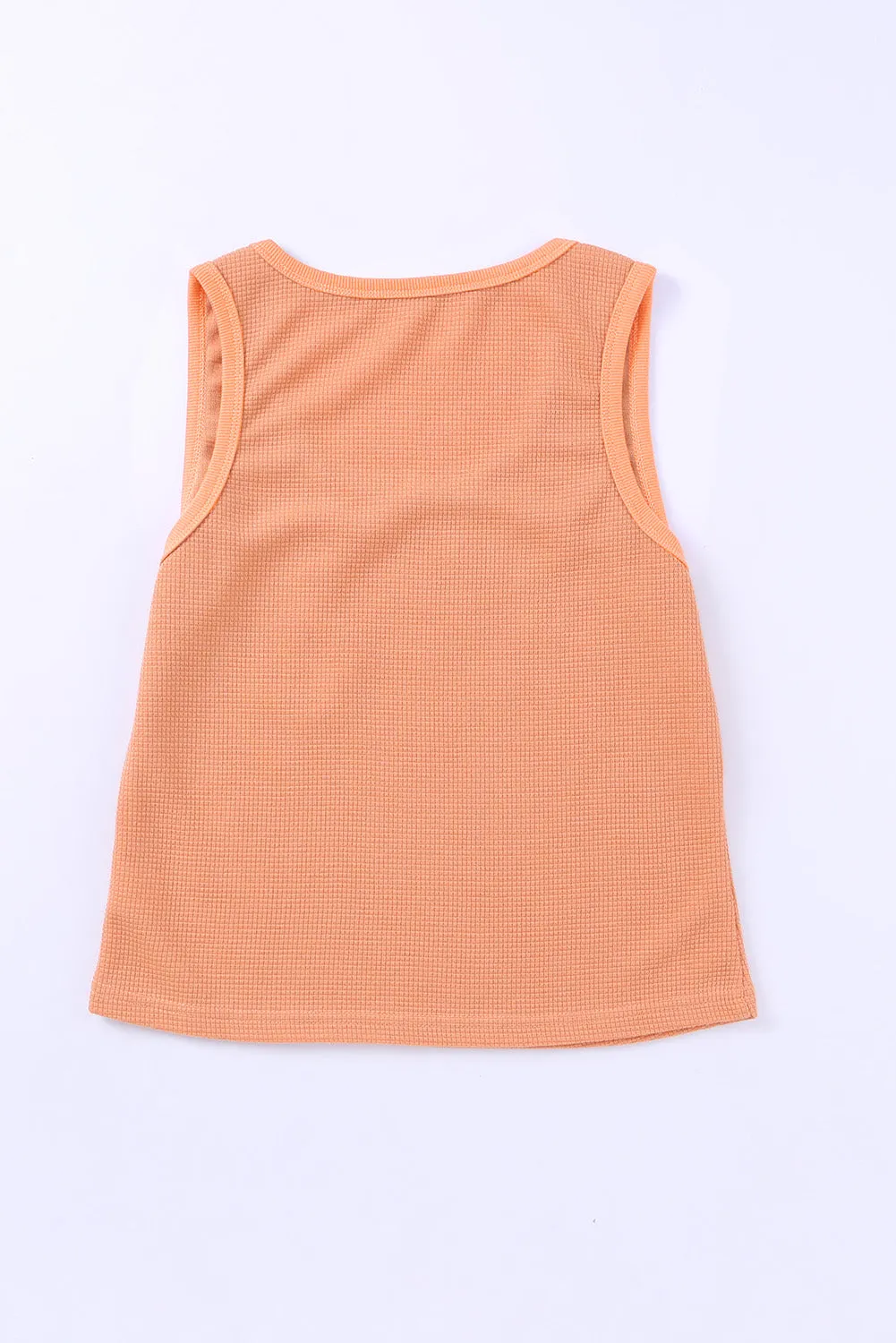 Plain Waffle Knit U Neck Tank Top