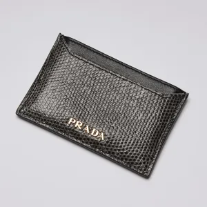 Prada Exotic Lizard Card Holder Wallet Embossed