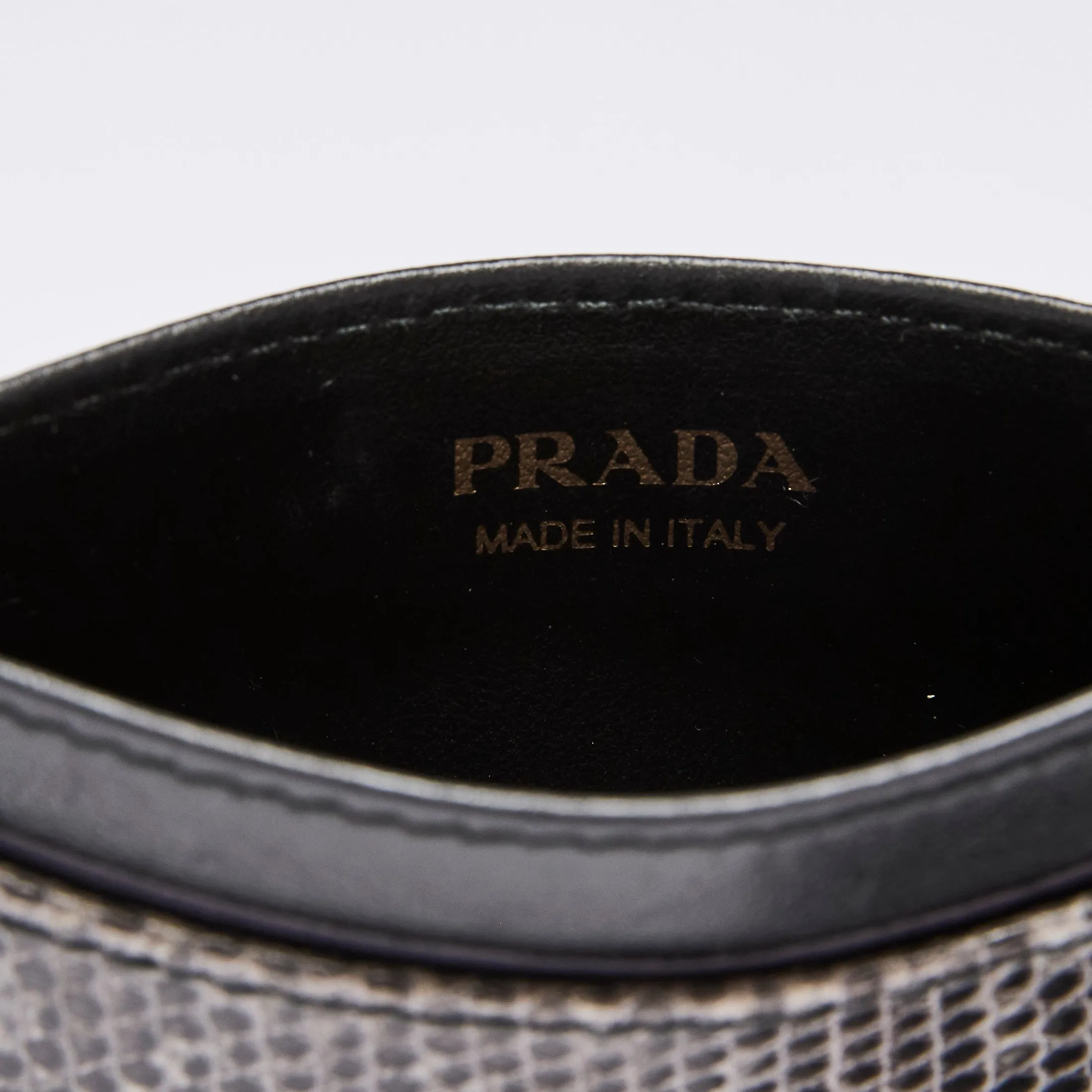Prada Exotic Lizard Card Holder Wallet Embossed