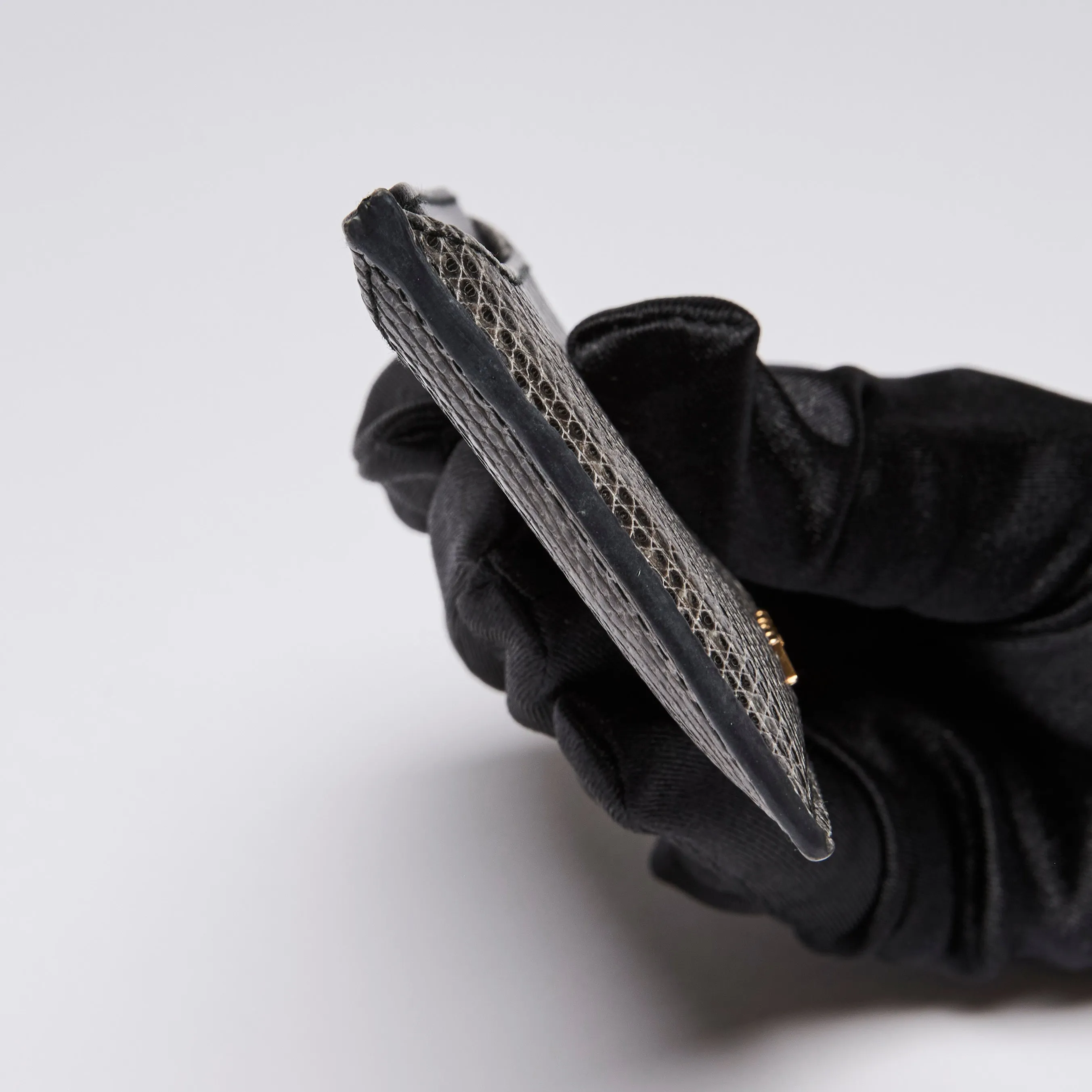 Prada Exotic Lizard Card Holder Wallet Embossed