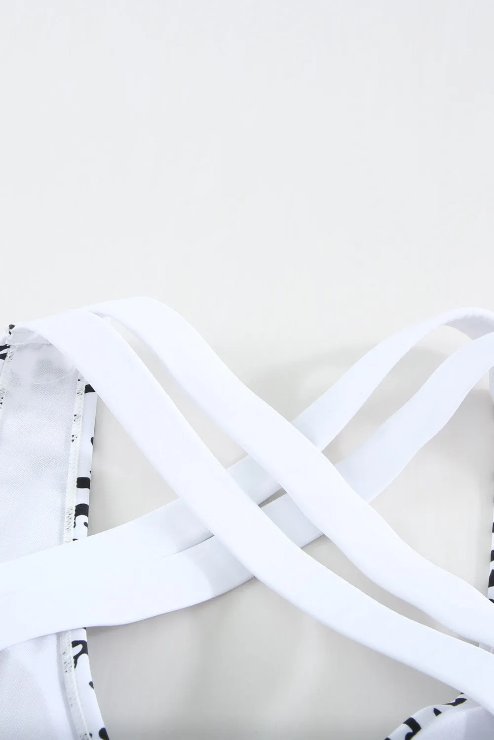 Print Criss Cross Back Bikini Set
