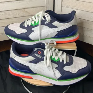 Puma R78 Futr Retro White and Peacoat Blue Wide Fit Sneaker Shoes Like New