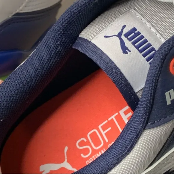 Puma R78 Futr Retro White and Peacoat Blue Wide Fit Sneaker Shoes Like New