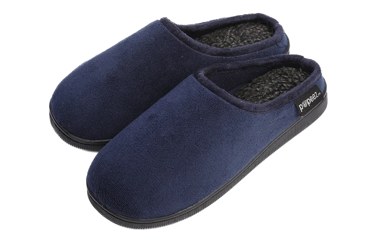 Pupeez Kid's Boy Memory Foam Comfort Indoor/Outdoor Suede Slip-On Clog Slipper