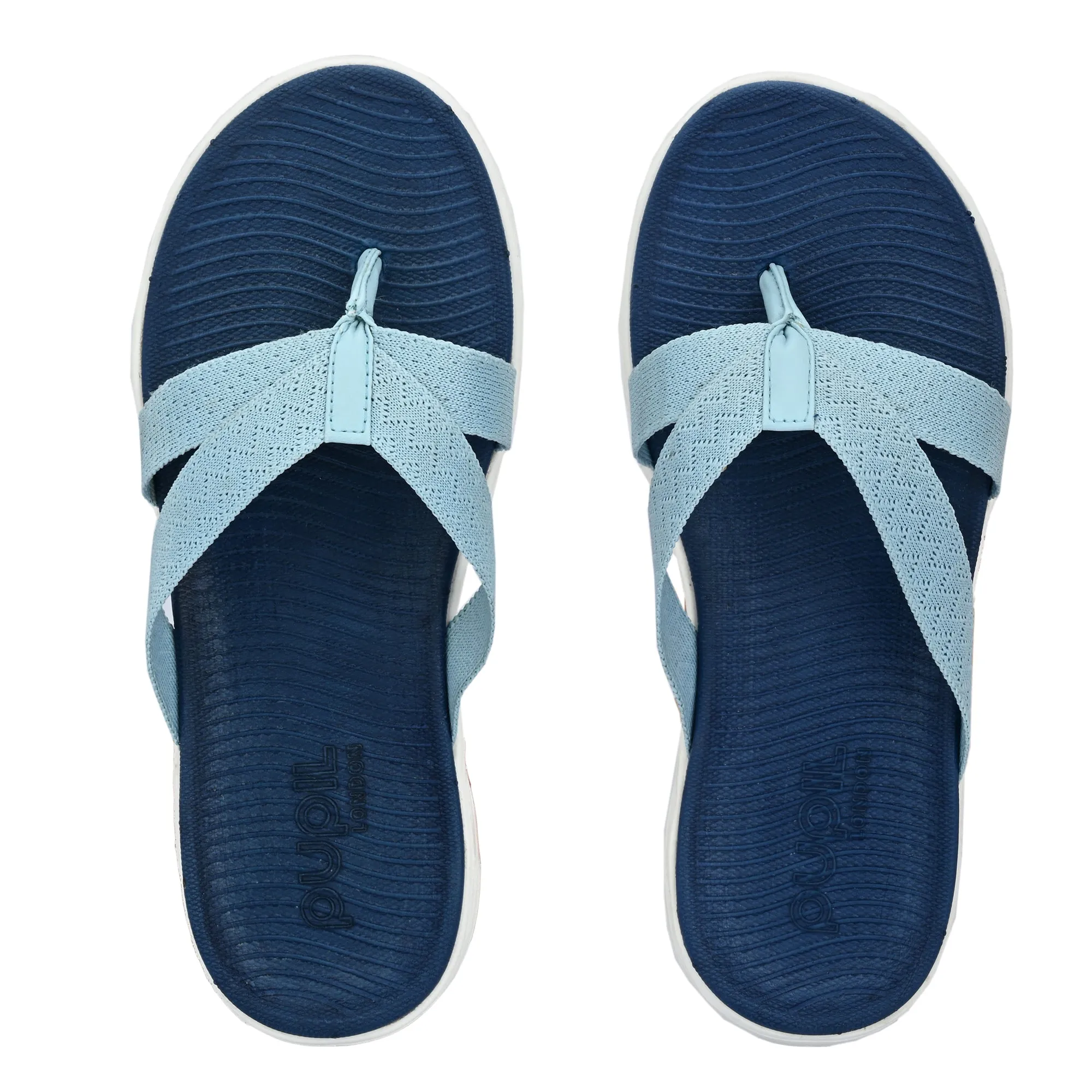 Pupil London Women's KENT-102, Flip-Flop, Blue & L. Blue