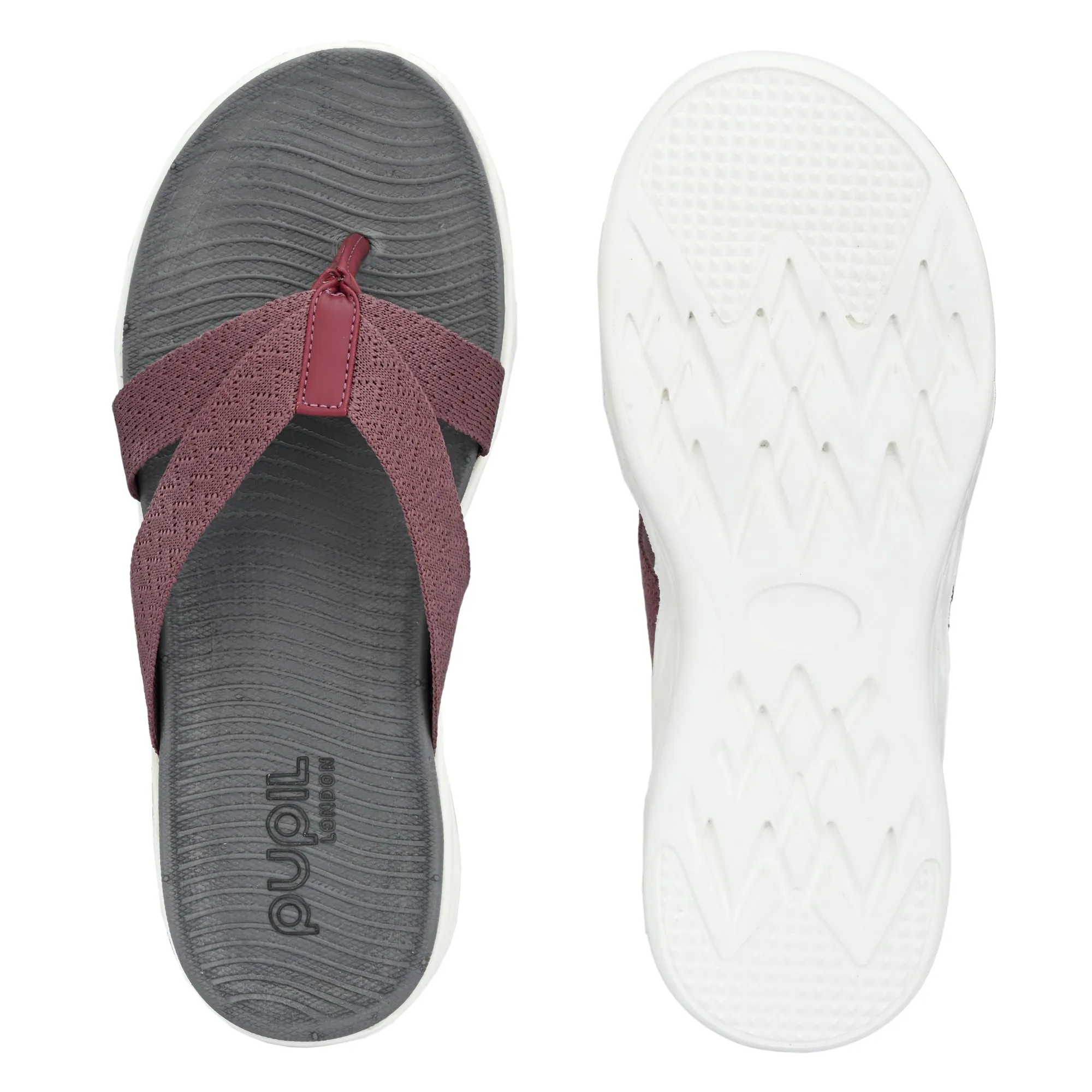 Pupil London Women's KENT-102, Flip-Flop, Pale Pink & Grey