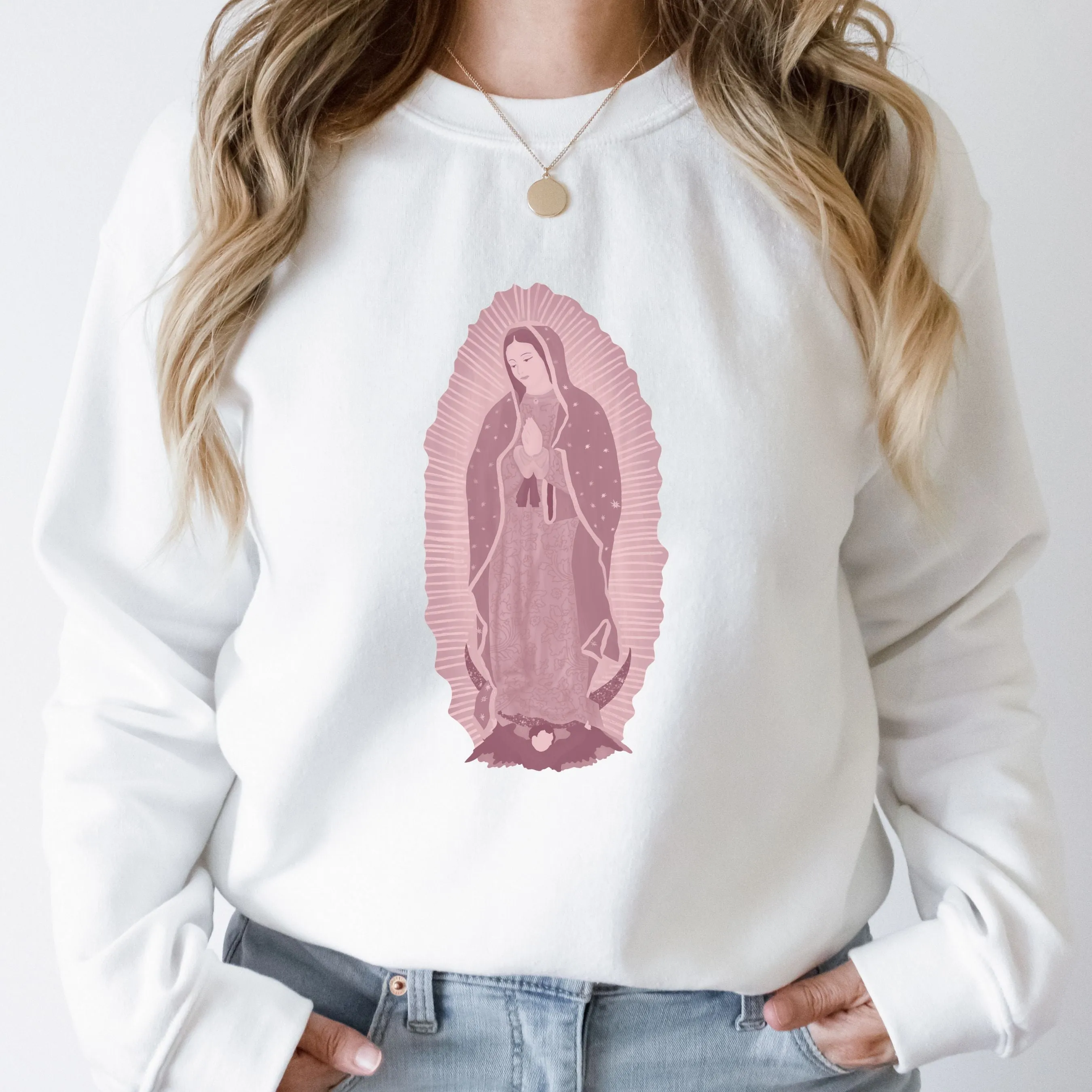 "Our Lady of Guadalupe" Sweatshirt in Blues or Pinks