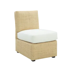 Raffia Slipper Chair in Performance Raffia with Inside Out Lace Seat Cushion