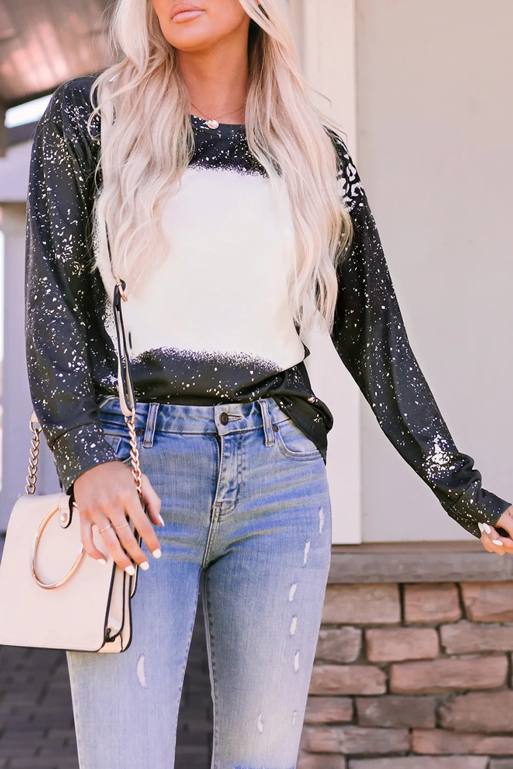 Red Retro Bleached Leopard Spot Pullover