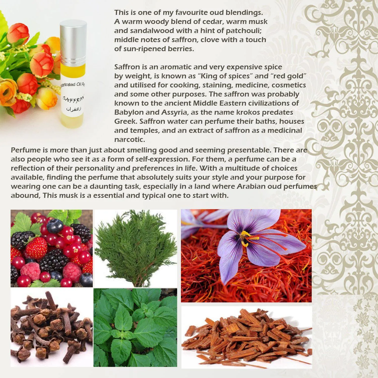 Saffron 6ml Grade A Concentrated Perfume Oil Attar