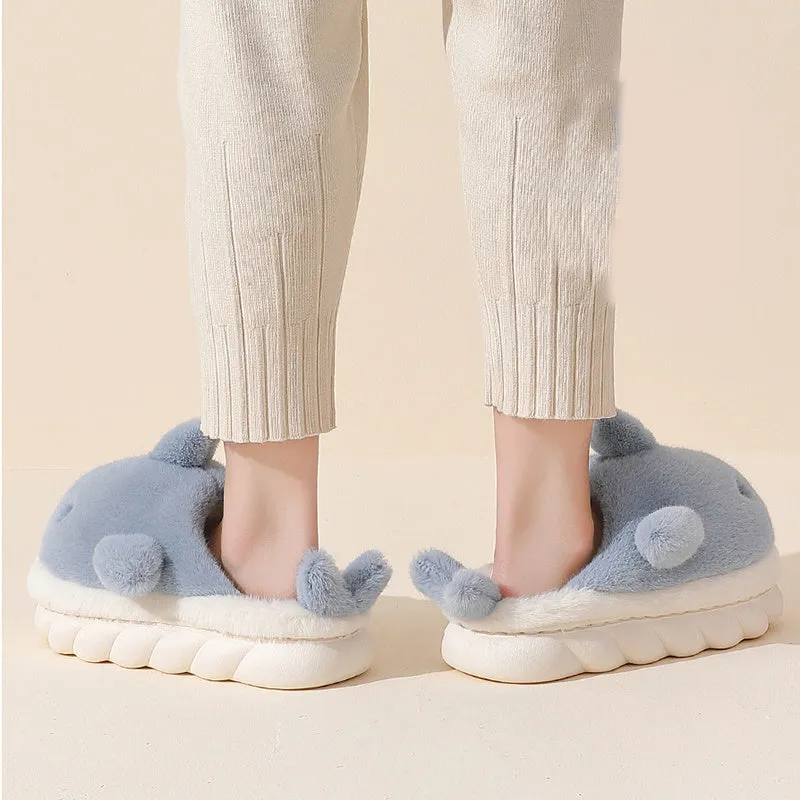 Shark Slippers Soft Sole Furry Shoes Home Bedroom Slippers Women