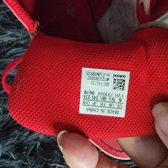 Size 6Y RETRO Adidas Kids Red High-Top Sneakers