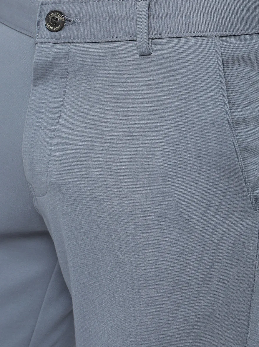 Sky Blue Solid Venice Fit Casual Trouser | JadeBlue
