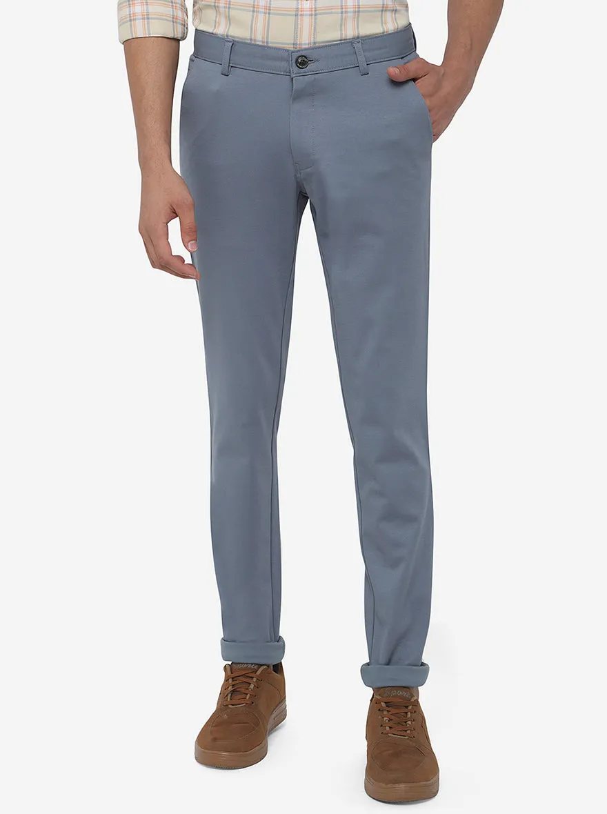 Sky Blue Solid Venice Fit Casual Trouser | JadeBlue