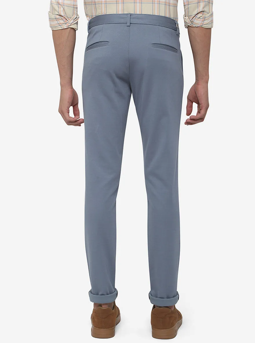 Sky Blue Solid Venice Fit Casual Trouser | JadeBlue