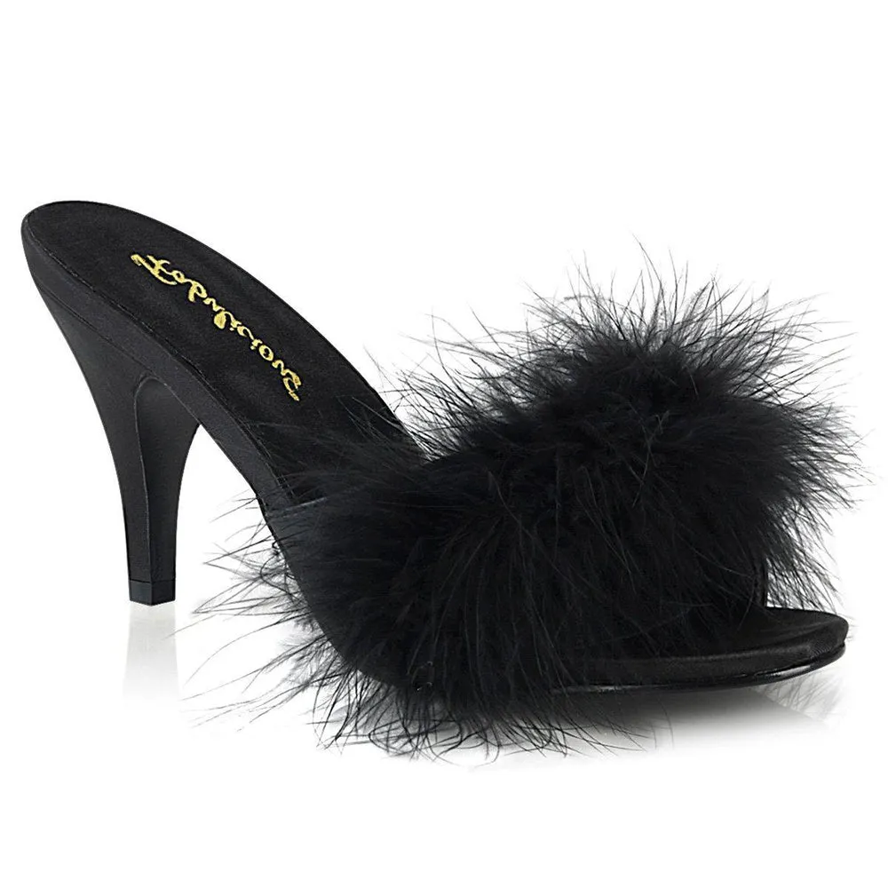 SS-AMOUR-03 Slide | Black Genuine Satin