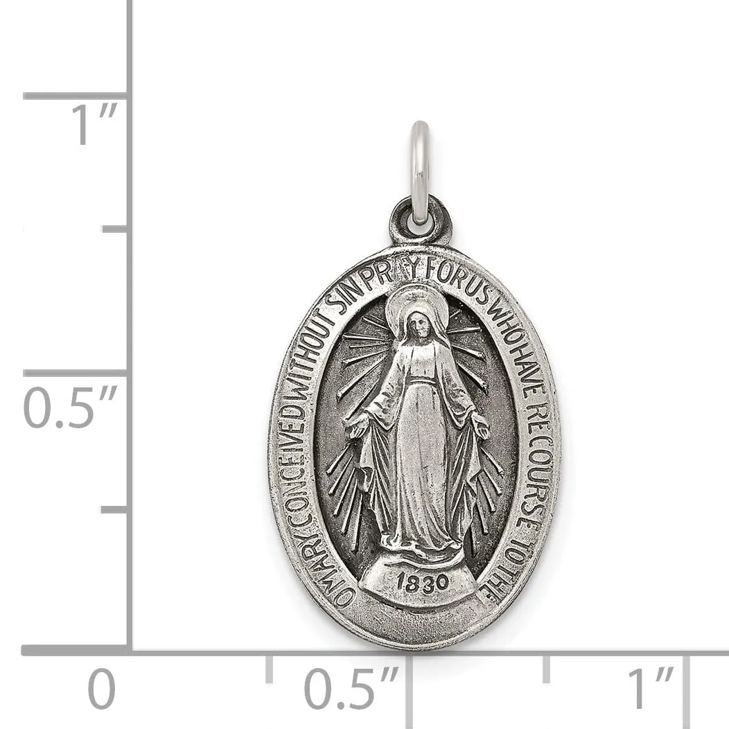 Sterling Silver Antiqued Miraculous Medal