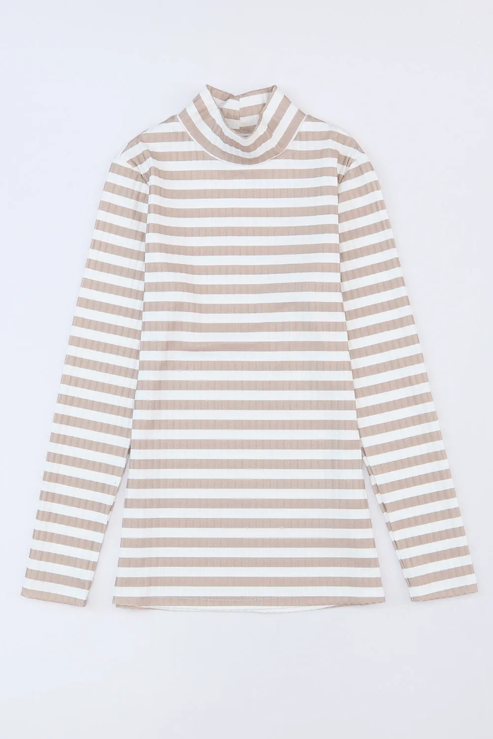 Striped Print Textured Knit Long Sleeve Tee