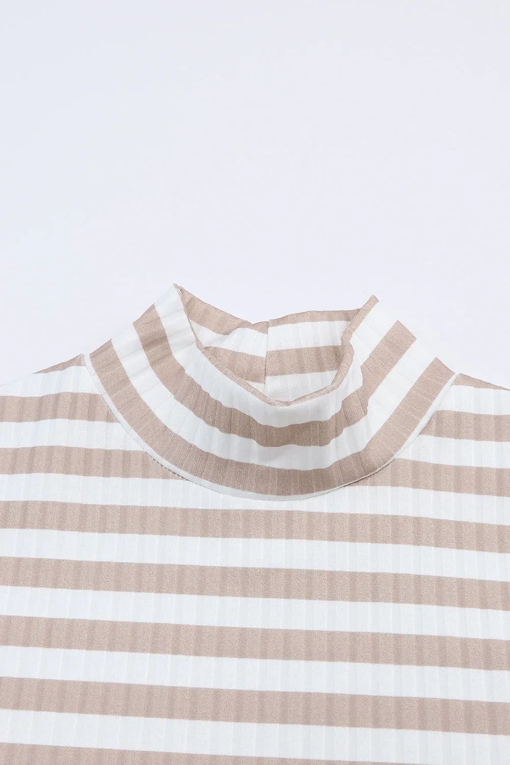 Striped Print Textured Knit Long Sleeve Tee