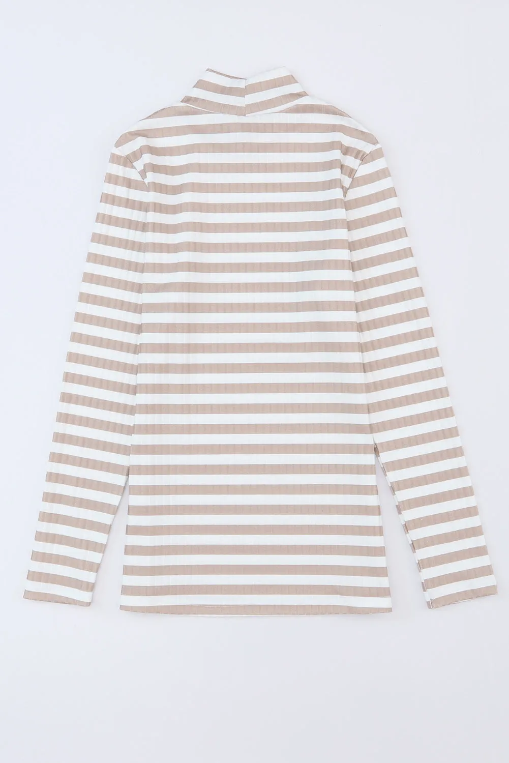 Striped Print Textured Knit Long Sleeve Tee