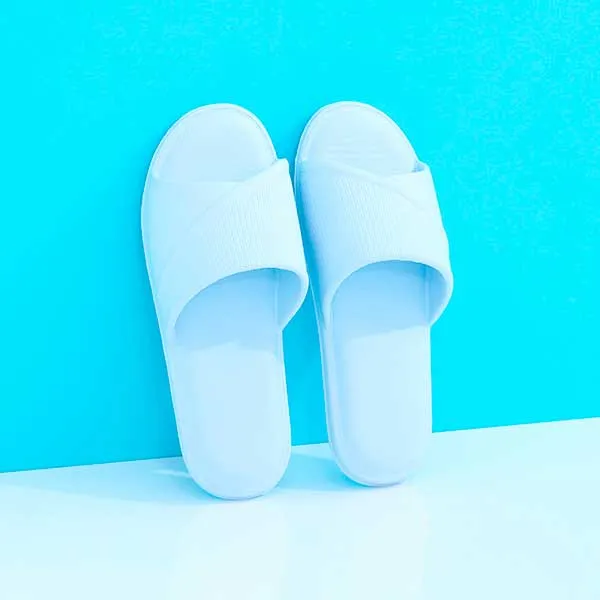 Stylish stripes bathroom slippers for ladies (Blue, 39/40)