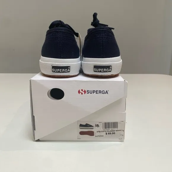Superga Cotu Classic Sneaker in Navy/White sz 38EU/7.5US New in Box