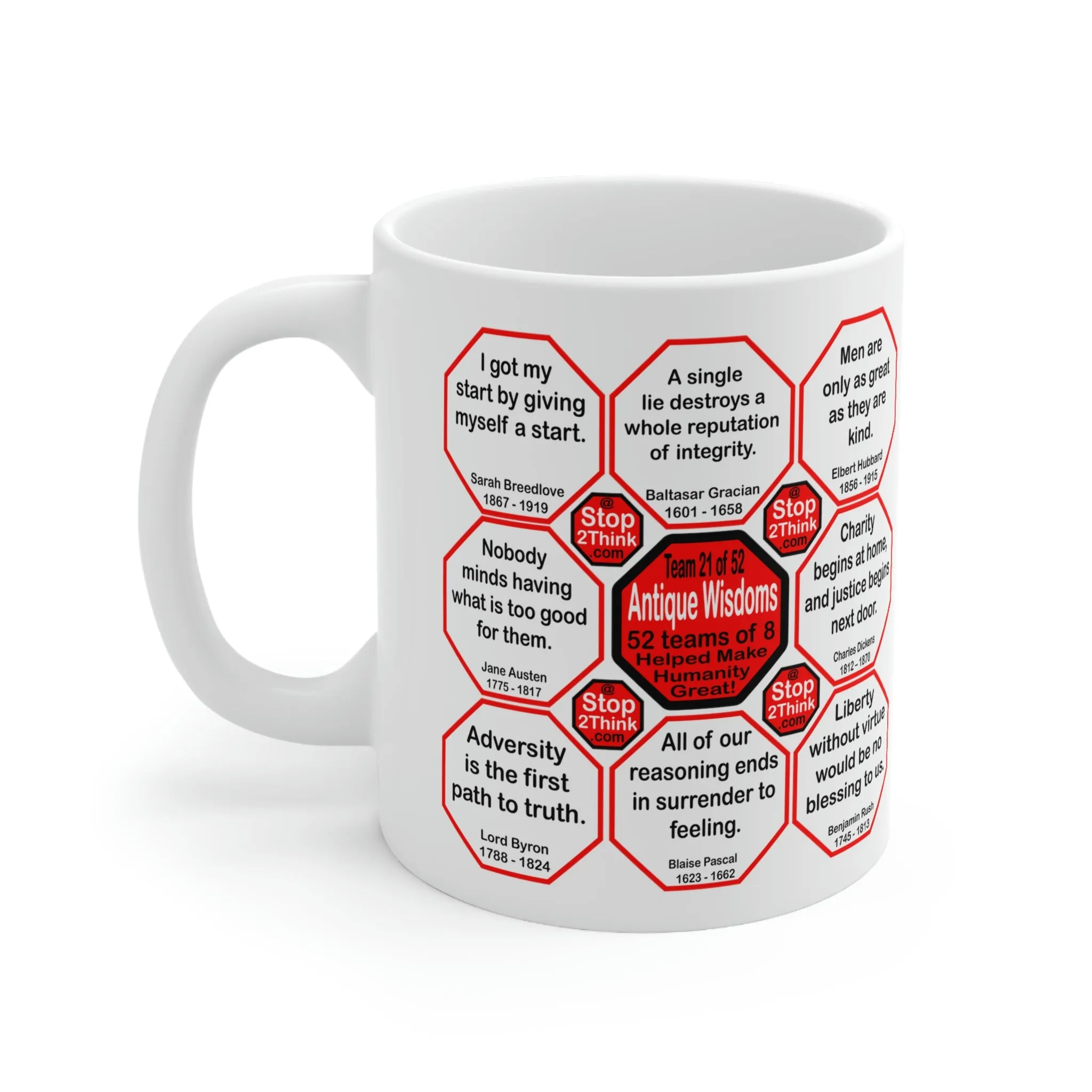 Team 21 of 52 teams that Make Humanity Great!  ...Drink Wisely in Mug Wisdoms  Ceramic 11oz cup