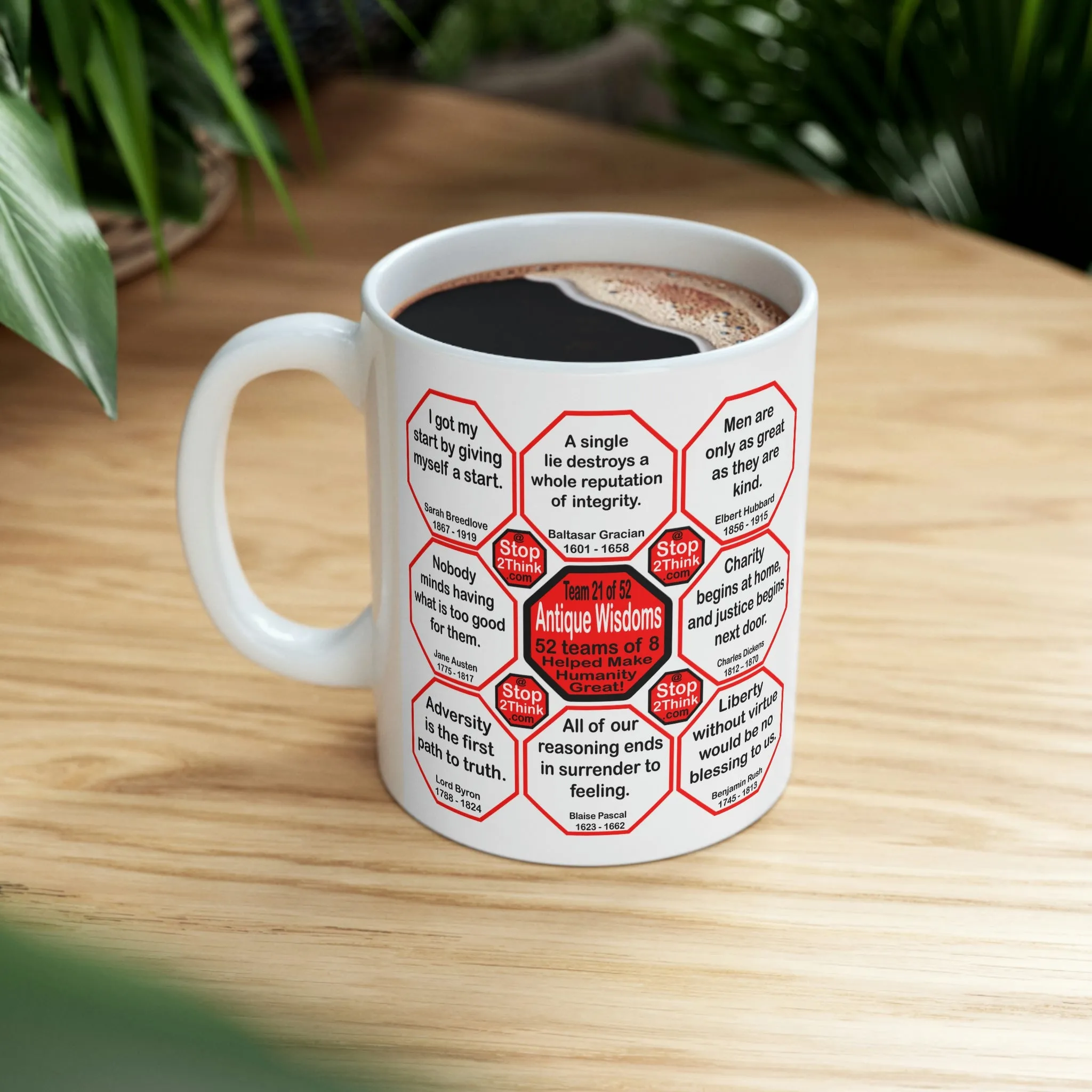 Team 21 of 52 teams that Make Humanity Great!  ...Drink Wisely in Mug Wisdoms  Ceramic 11oz cup