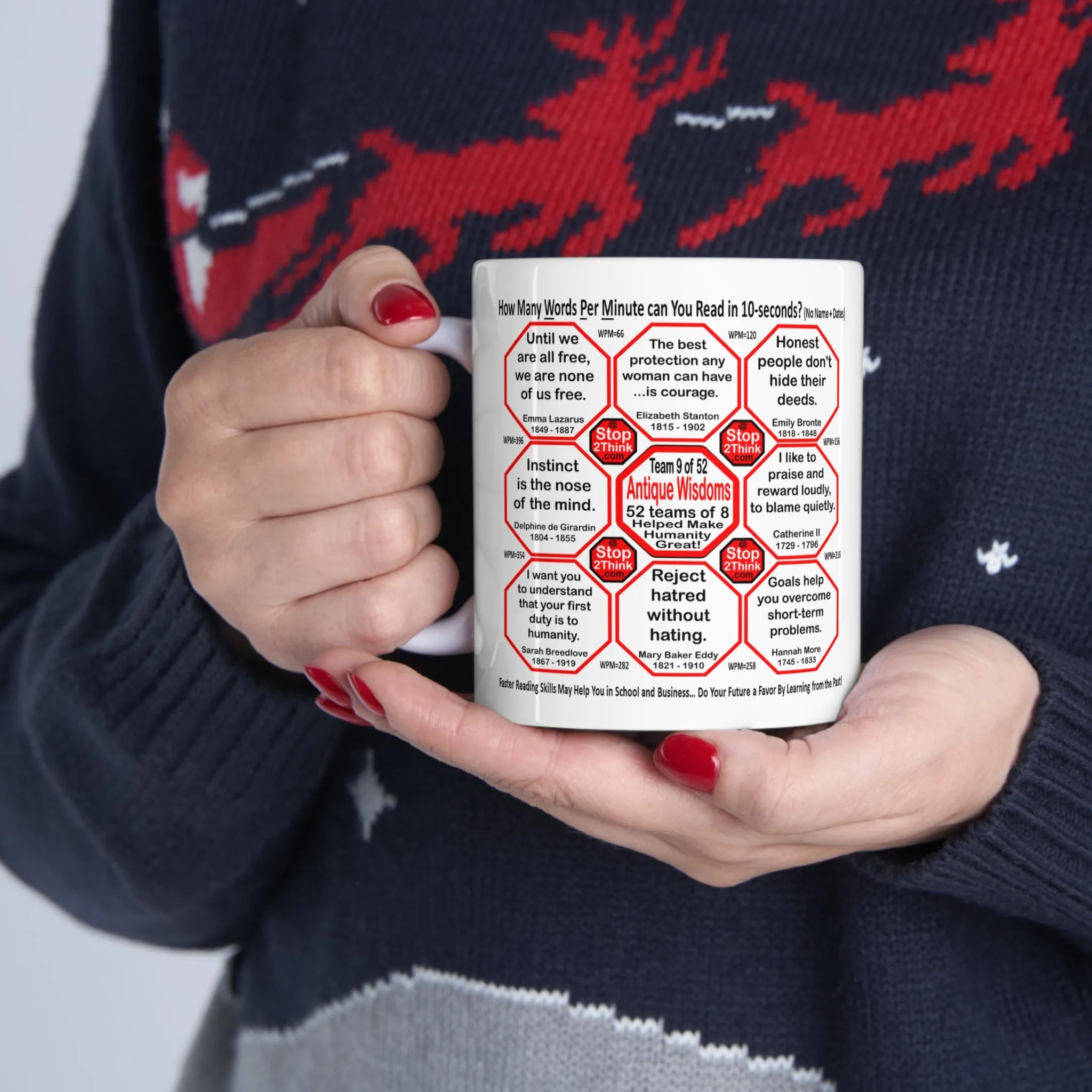 Teams 9 10 of 52... How Fast Can You Read Mug Wisdoms? - Drink Wisely at Stop2Think.com