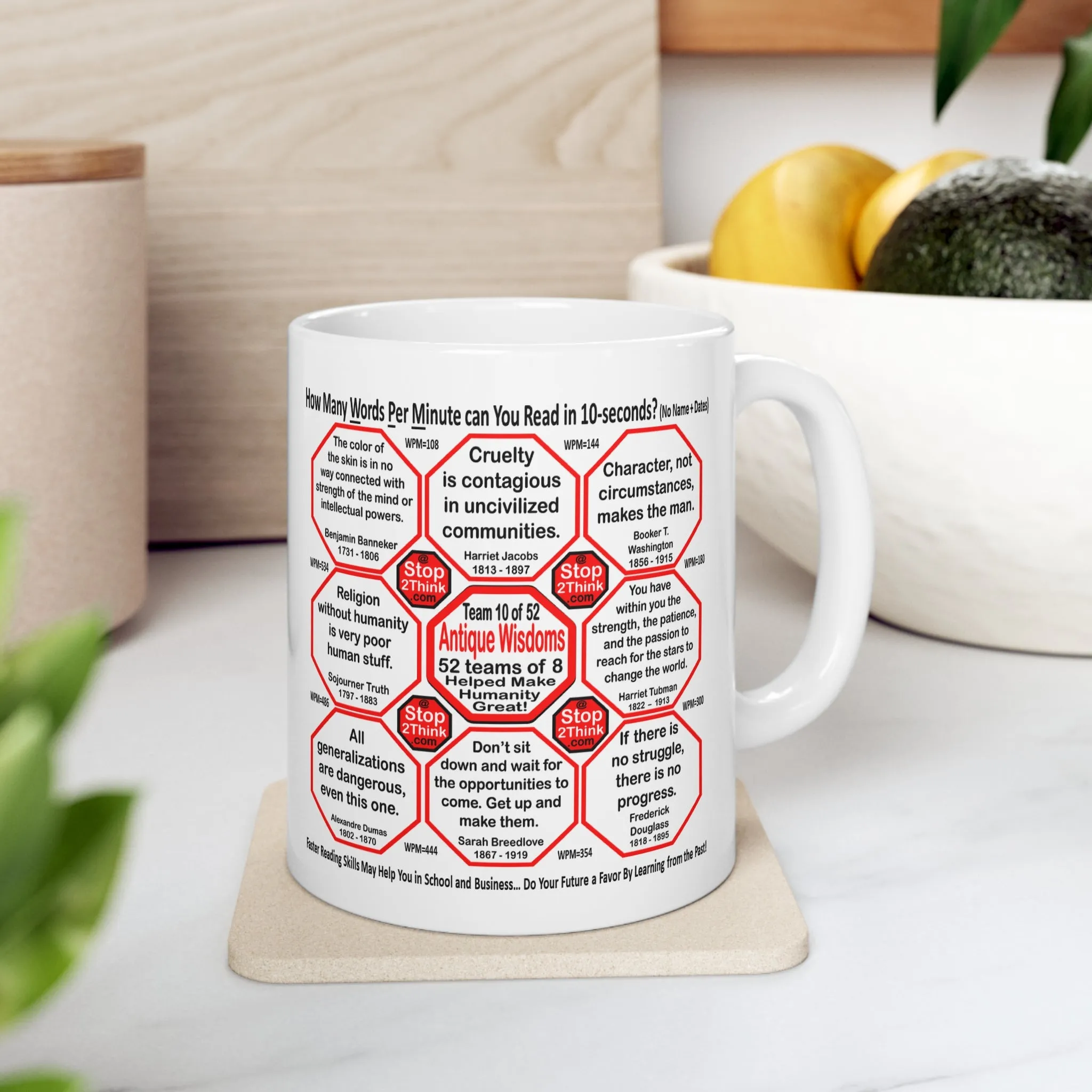 Teams 9 10 of 52... How Fast Can You Read Mug Wisdoms? - Drink Wisely at Stop2Think.com