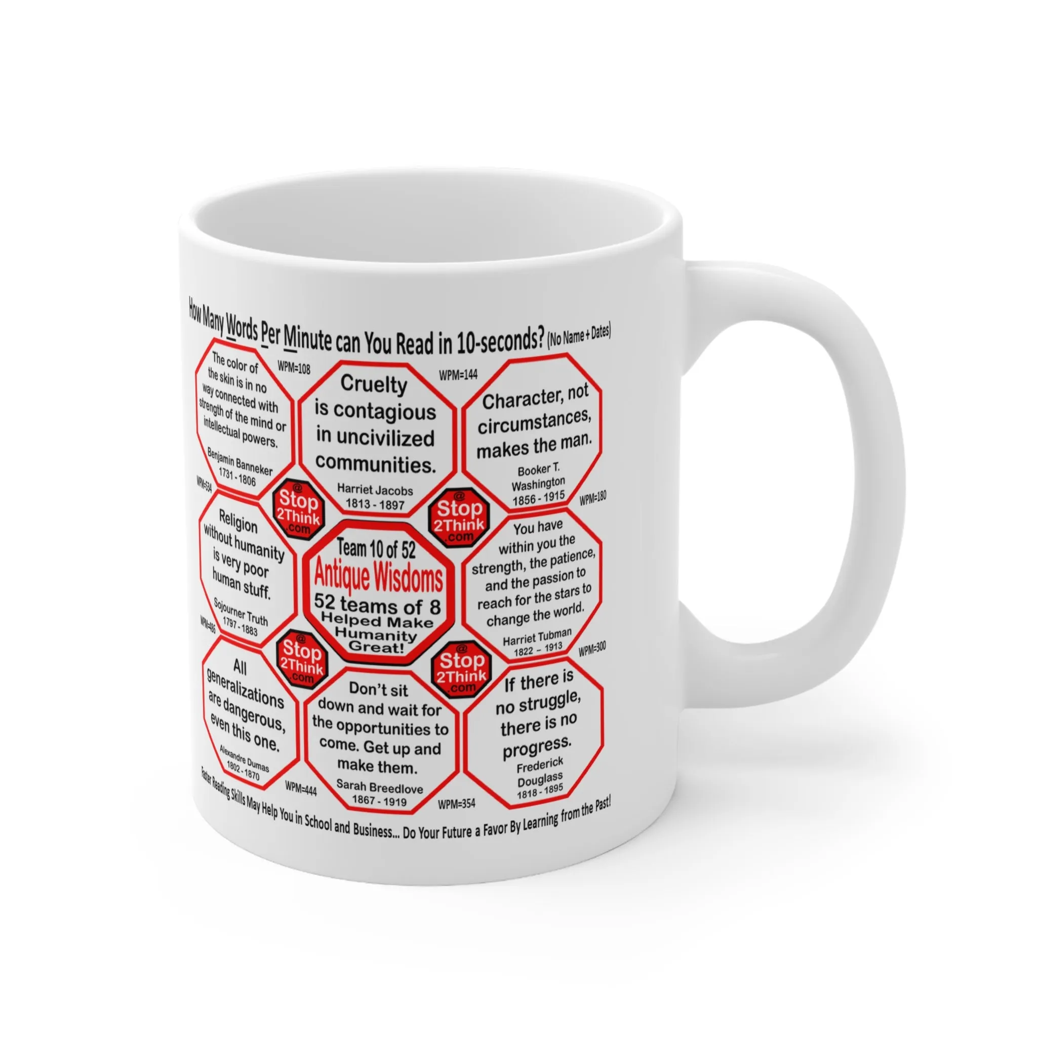 Teams 9 10 of 52... How Fast Can You Read Mug Wisdoms? - Drink Wisely at Stop2Think.com