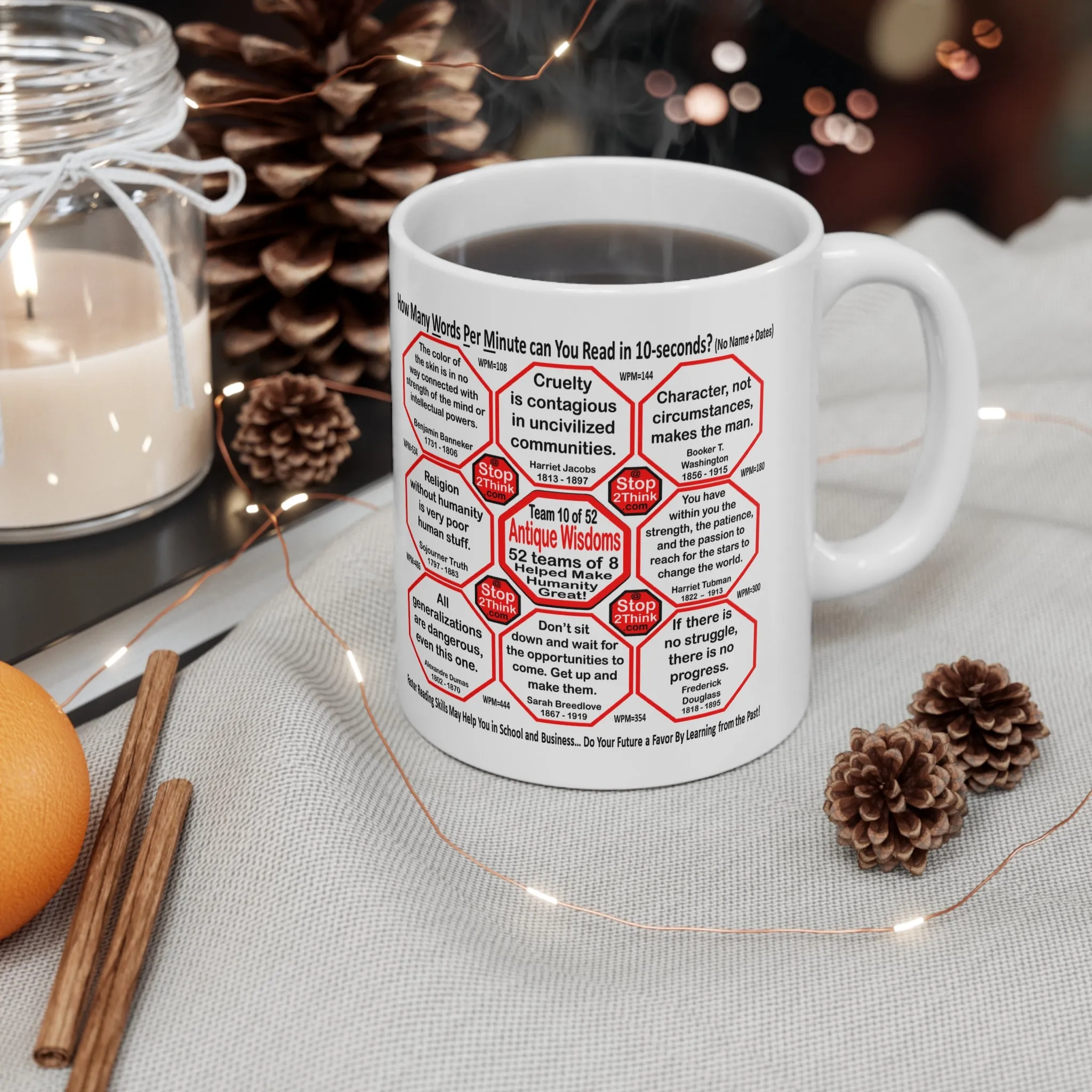 Teams 9 10 of 52... How Fast Can You Read Mug Wisdoms? - Drink Wisely at Stop2Think.com